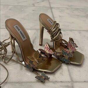 Steve Madden Metallic Butterfly Heels New Never Worn